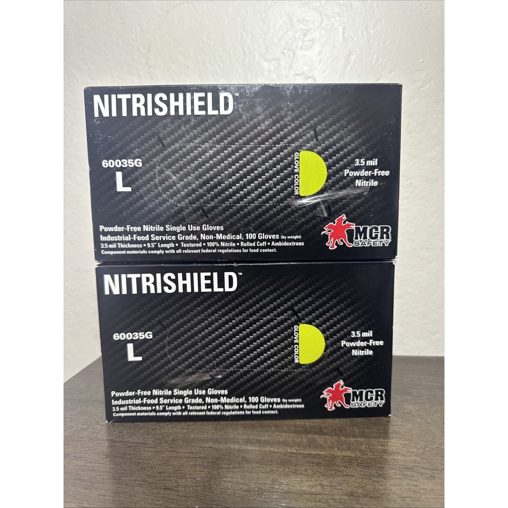 MCR Safety 3.5 M Nitrile Disposable Gloves60035G 100Pack Full Texture Grip 2 Box